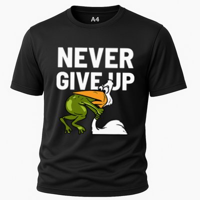 Never Give Up Frog Bird Choking Funny Motivation Performance Shirt