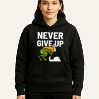 Never Give Up Frog Bird Choking Funny Motivation Hoodie