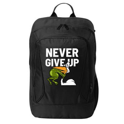 Never Give Up Frog Bird Choking Funny Motivation City Backpack