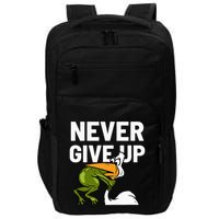 Never Give Up Frog Bird Choking Funny Motivation Impact Tech Backpack