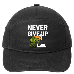 Never Give Up Frog Bird Choking Funny Motivation 7-Panel Snapback Hat