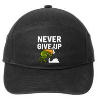 Never Give Up Frog Bird Choking Funny Motivation 7-Panel Snapback Hat