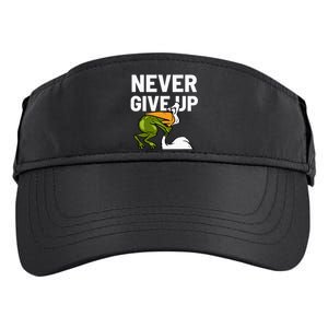 Never Give Up Frog Bird Choking Funny Motivation Adult Drive Performance Visor