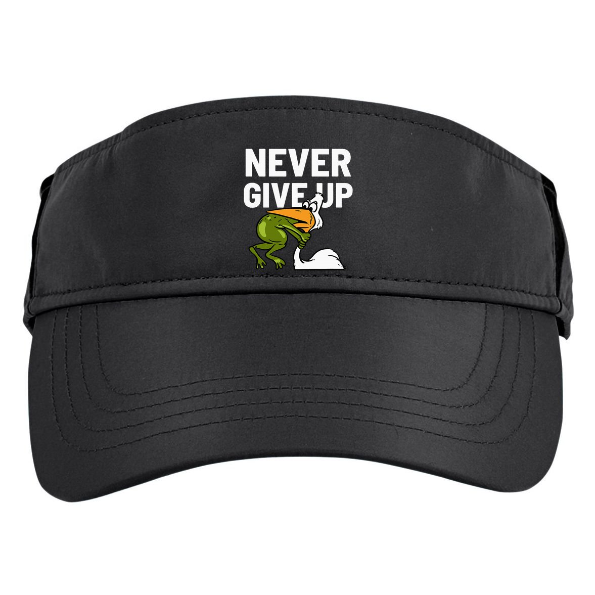 Never Give Up Frog Bird Choking Funny Motivation Adult Drive Performance Visor