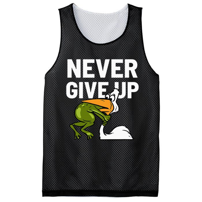 Never Give Up Frog Bird Choking Funny Motivation Mesh Reversible Basketball Jersey Tank