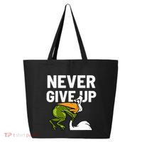 Never Give Up Frog Bird Choking Funny Motivation 25L Jumbo Tote