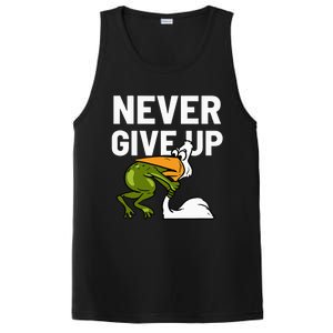 Never Give Up Frog Bird Choking Funny Motivation PosiCharge Competitor Tank