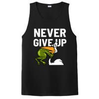 Never Give Up Frog Bird Choking Funny Motivation PosiCharge Competitor Tank