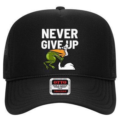 Never Give Up Frog Bird Choking Funny Motivation Trucker Hat