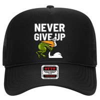 Never Give Up Frog Bird Choking Funny Motivation Hat