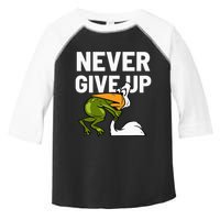 Never Give Up Frog Bird Choking Funny Motivation Toddler Fine Jersey T-Shirt