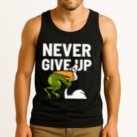Never Give Up Frog Bird Choking Funny Motivation Tank Top