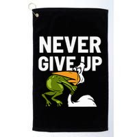 Never Give Up Frog Bird Choking Funny Motivation Golf Towel