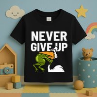 Never Give Up Frog Bird Choking Funny Motivation Toddler T-Shirt