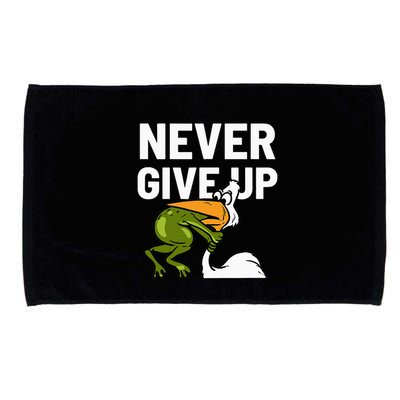 Never Give Up Frog Bird Choking Funny Motivation Microfiber Hand Towel