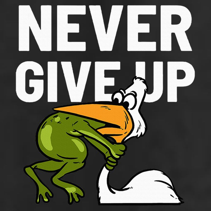 Never Give Up Frog Bird Choking Funny Motivation Microfiber Hand Towel