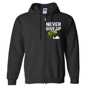 Never Give Up Frog Bird Choking Funny Motivation Full Zip Hoodie