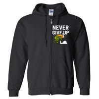 Never Give Up Frog Bird Choking Funny Motivation Full Zip Hoodie