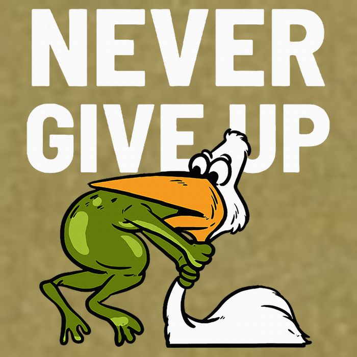 Never Give Up Frog Bird Choking Funny Motivation Garment-Dyed Women's Muscle Tee