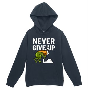 Never Give Up Frog Bird Choking Funny Motivation Urban Pullover Hoodie