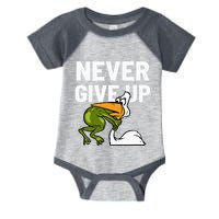 Never Give Up Frog Bird Choking Funny Motivation Infant Baby Jersey Bodysuit