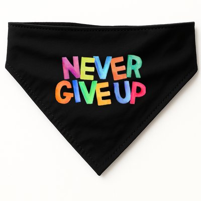 Never Give Up Motivational Colorful Quote USA-Made Doggie Bandana