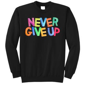 Never Give Up Motivational Colorful Quote Sweatshirt