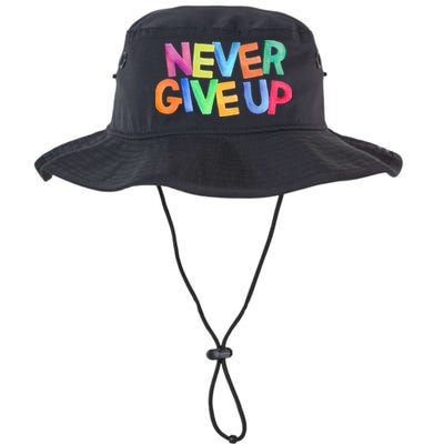 Never Give Up Motivational Colorful Quote Bucket Hat