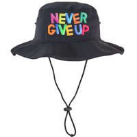Never Give Up Motivational Colorful Quote Bucket Hat