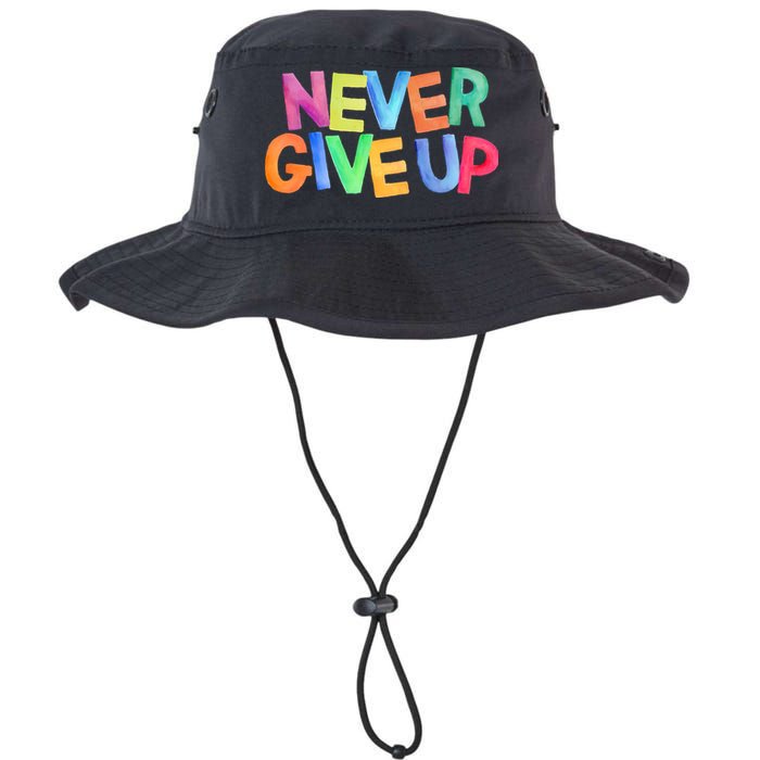 Never Give Up Motivational Colorful Quote Bucket Hat