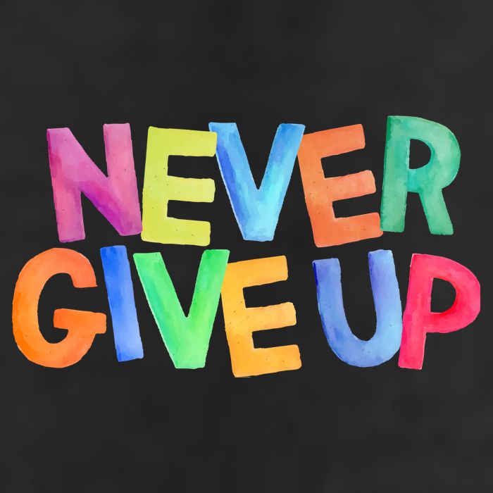 Never Give Up Motivational Colorful Quote Golf Towel