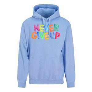 Never Give Up Motivational Colorful Quote Unisex Surf Hoodie