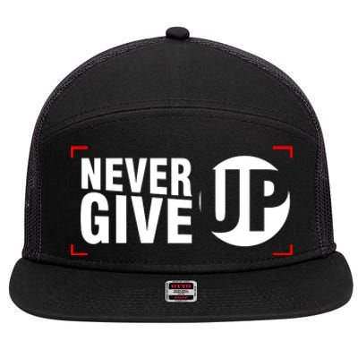 Never Give Up 7 Panel Mesh Trucker Snapback Hat