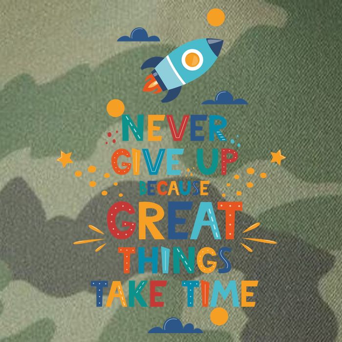 Never Give Up Because Great Things Take Time Rocketship Legacy Tie Dye Trucker Hat
