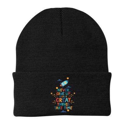 Never Give Up Because Great Things Take Time Rocketship Beanie