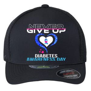 Never Give Up Diabetes Awareness Day Flexfit Unipanel Trucker Cap