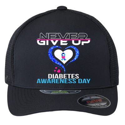 Never Give Up Diabetes Awareness Day Flexfit Unipanel Trucker Cap