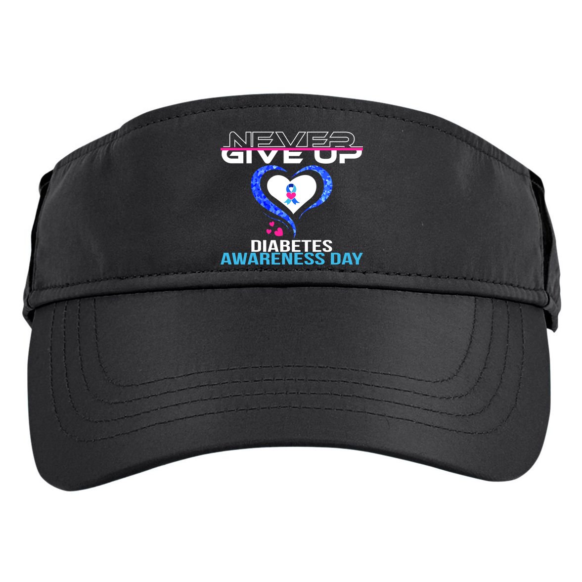Never Give Up Diabetes Awareness Day Adult Drive Performance Visor