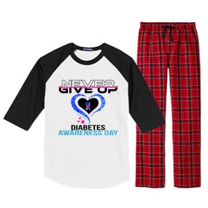 Never Give Up Diabetes Awareness Day Raglan Sleeve Pajama Set