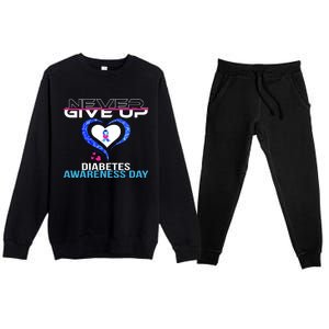 Never Give Up Diabetes Awareness Day Premium Crewneck Sweatsuit Set