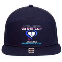 Never Give Up Diabetes Awareness Day 7 Panel Mesh Trucker Snapback Hat