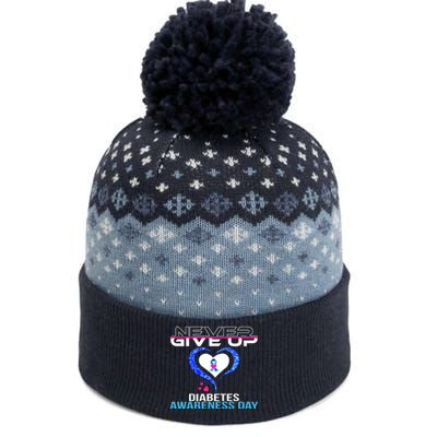 Never Give Up Diabetes Awareness Day The Baniff Cuffed Pom Beanie