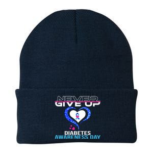 Never Give Up Diabetes Awareness Day Knit Cap Winter Beanie