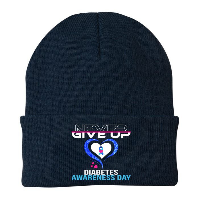 Never Give Up Diabetes Awareness Day Knit Cap Winter Beanie