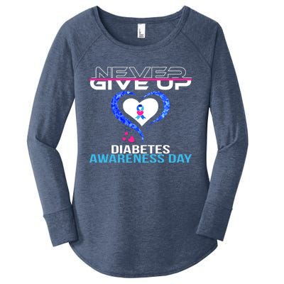 Never Give Up Diabetes Awareness Day Women's Perfect Tri Tunic Long Sleeve Shirt