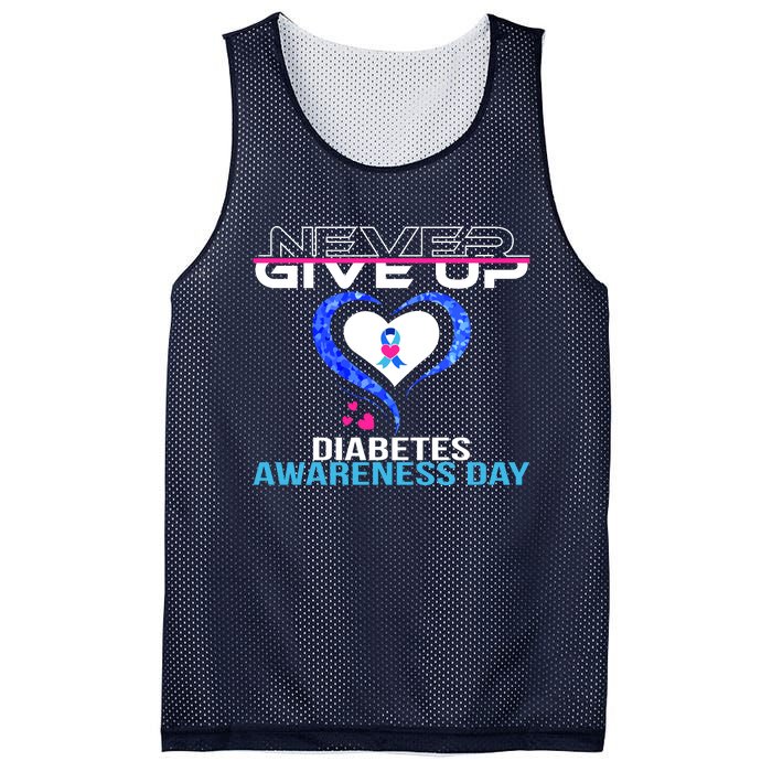 Never Give Up Diabetes Awareness Day Mesh Reversible Basketball Jersey Tank