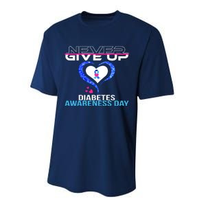 Never Give Up Diabetes Awareness Day Performance Sprint T-Shirt