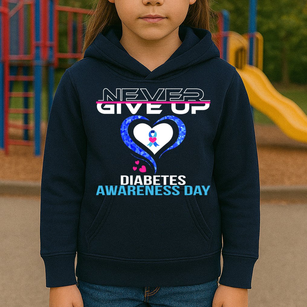 Never Give Up Diabetes Awareness Day Kids Hoodie