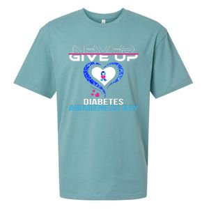 Never Give Up Diabetes Awareness Day Sueded Cloud Jersey T-Shirt