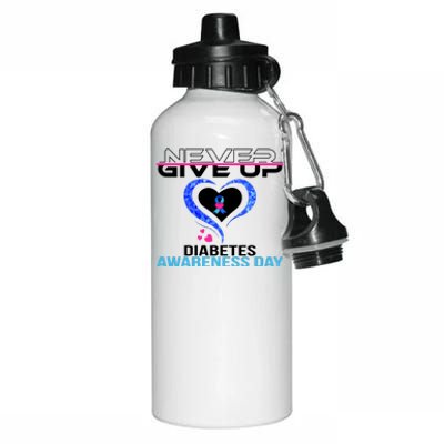 Never Give Up Diabetes Awareness Day Aluminum Water Bottle 